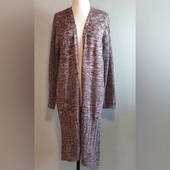 Marled Reunited Clothing Brown Neutrals Knit Open Front Duster Kimono Cardigan M - Picture 1 of 10